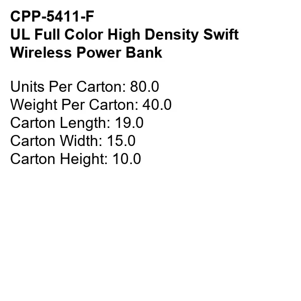 UL FULL COLOR HIGH DENSITY SWIFT WIRELESS POWER BANK... from ASI 30208 A P Specialties / AP Specialties