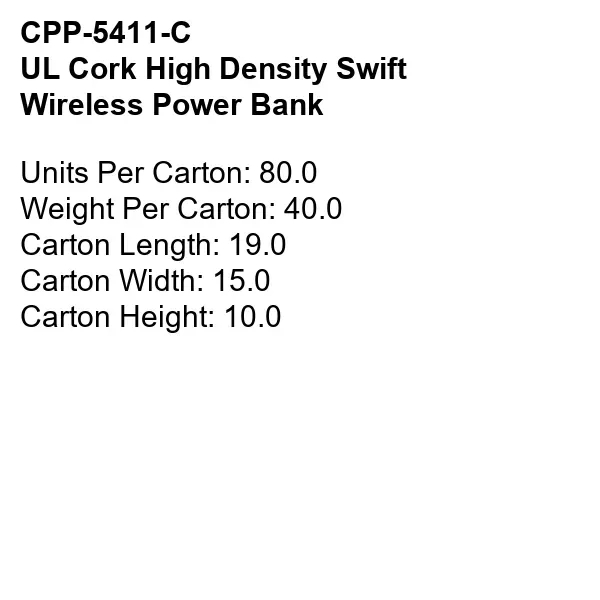 UL CORK HIGH DENSITY SWIFT WIRELESS POWER BANK... from ASI 30208 A P Specialties / AP Specialties