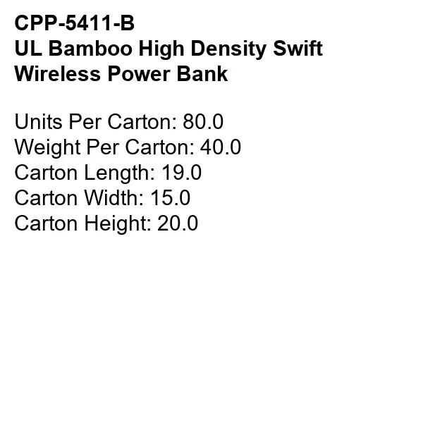 UL BAMBOO HIGH DENSITY SWIFT WIRELESS POWER BANK... from ASI 30208 A P Specialties / AP Specialties