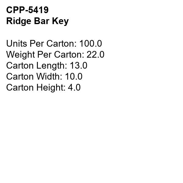Ridge Bar Key... from ASI 30208 A P Specialties / AP Specialties