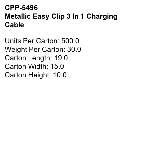 METALLIC EASY CLIP 3 IN 1 CHARGING CABLE... from ASI 30208 A P Specialties / AP Specialties