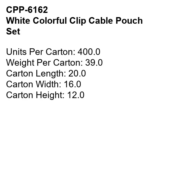 White Colorful Clip Cable Pouch Set... from ASI 30208 A P Specialties / AP Specialties