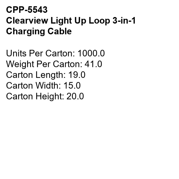 CLEARVIEW LIGHT UP LOOP 3-IN-1 CHARGING CABLE... from ASI 30208 A P Specialties / AP Specialties