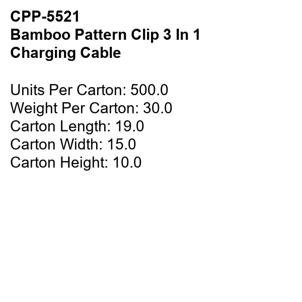 BAMBOO CLIP 3-IN-1 CHARGING CABLE... from ASI 30208 A P Specialties / AP Specialties