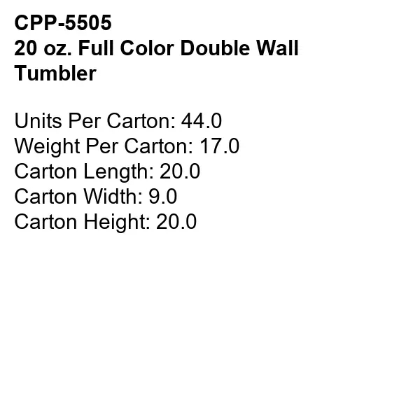 20 oz. Full Color Double Wall Tumbler... from ASI 30208 A P Specialties / AP Specialties