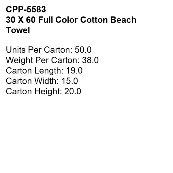 30 X 60 FULL COLOR PLUSH COTTON BEACH TOWEL... from ASI 30208 A P Specialties / AP Specialties