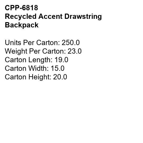 RECYCLED ACCENT DRAWSTRING BACKPACK... from ASI 30208 A P Specialties / AP Specialties