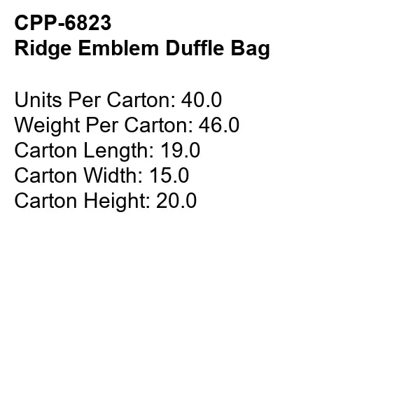 RIDGE EMBLEM DUFFLE BAG... from ASI 30208 A P Specialties / AP Specialties