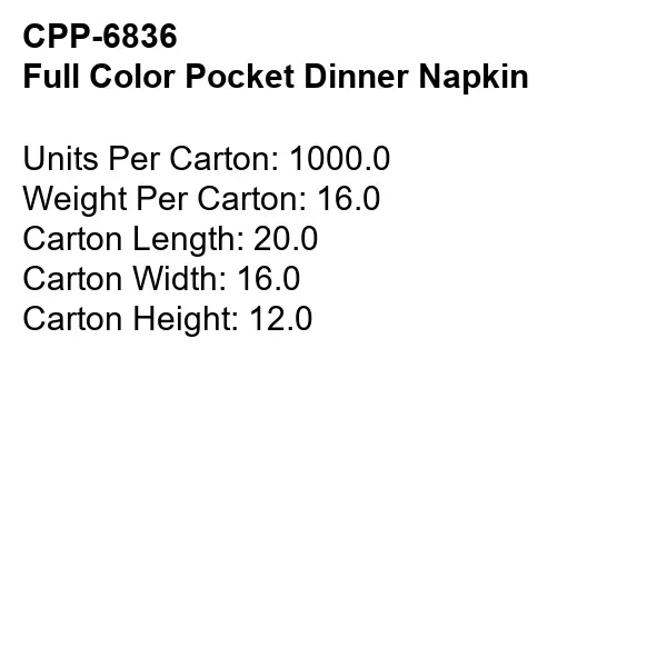 Full Color Pocket Dinner Napkin... from ASI 30208 A P Specialties / AP Specialties