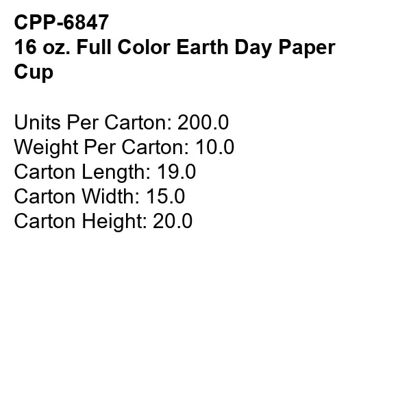 16 oz. Full Color Earth Day Paper Cup... from ASI 30208 A P Specialties / AP Specialties