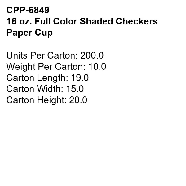 16 oz. Full Color Shaded Checkers Paper Cup... from ASI 30208 A P Specialties / AP Specialties