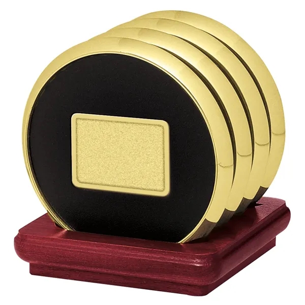 Four Coasters with Solid Cherry Stand... from ASI 40480 Koozie Group / Norwood