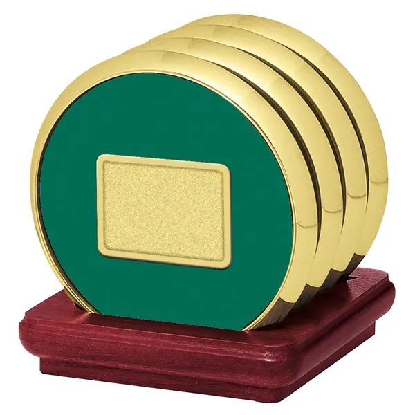 Four Coasters with Solid Cherry Stand... from ASI 40480 Koozie Group / Norwood