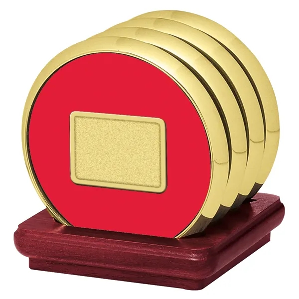 Four Coasters with Solid Cherry Stand... from ASI 40480 Koozie Group / Norwood