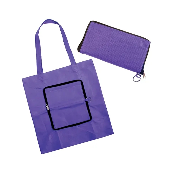 Foldable tote bag that zips into a slip pouch and includes... from ASI 34063 alphabroder