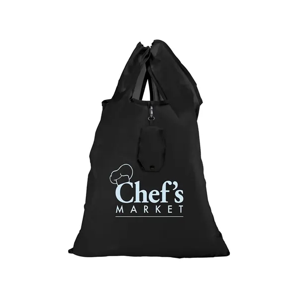 Reusable polyester grocery bag that folds into a storage pouch when... from ASI 34063 alphabroder