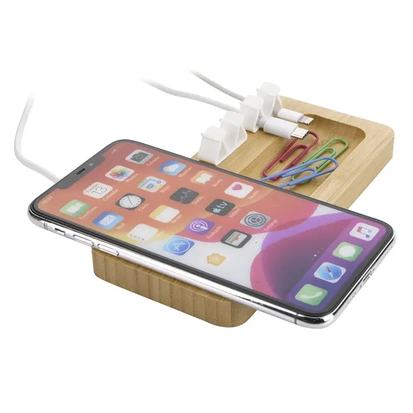 Bamboo 10W Wireless Charging Pad with Cable Organizer... from ASI 40480 Koozie Group