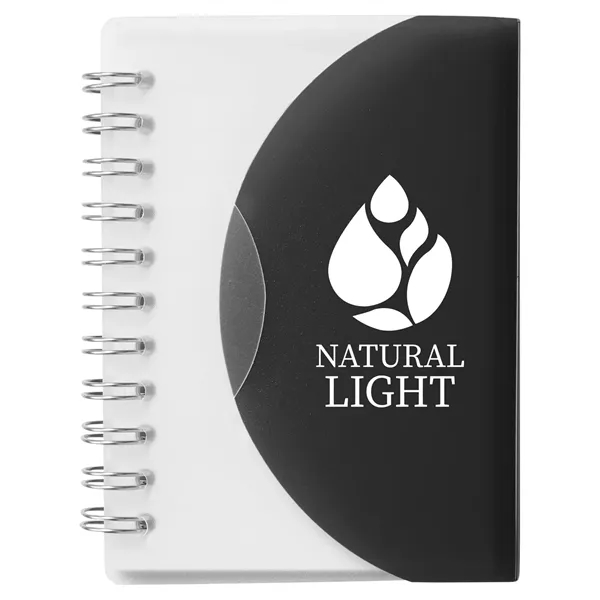 Small wire-bound notebook with flexible fold-over cover, tab-style closure and 60... from ASI 34063 alphabroder