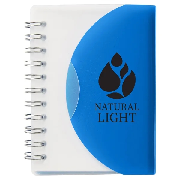 Small wire-bound notebook with flexible fold-over cover, tab-style closure and 60... from ASI 34063 alphabroder