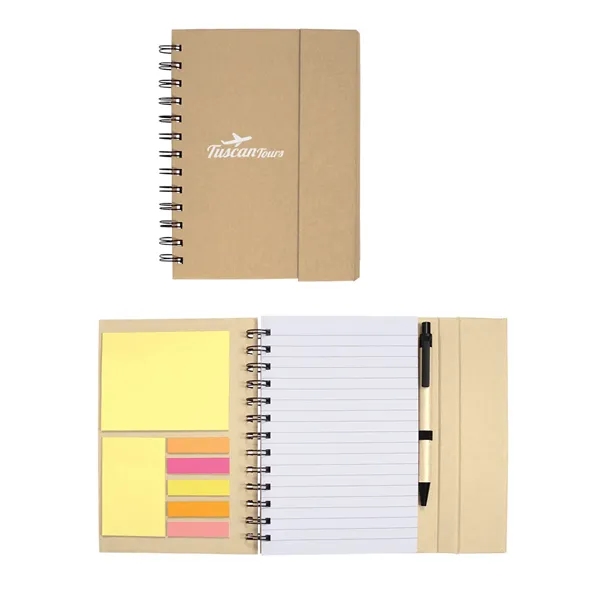 Recycled journal with magnetic flap closure, 70 sheets of paper, sticky... from ASI 34063 alphabroder