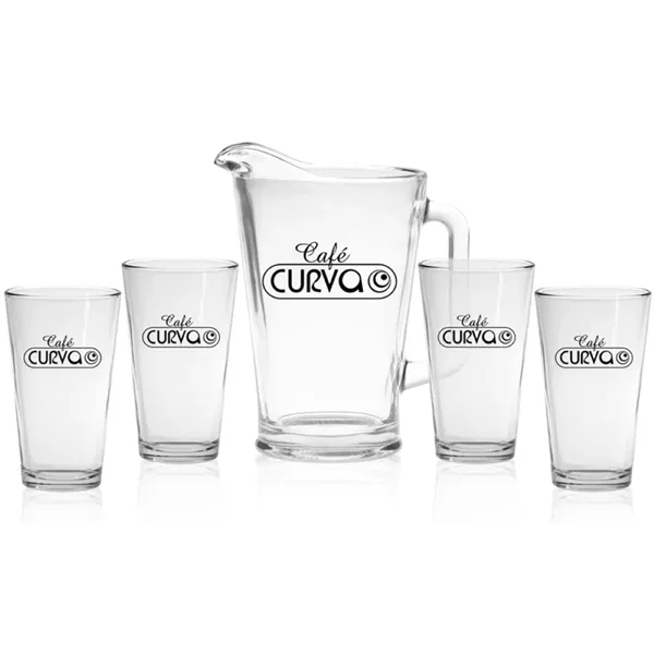 Serving set with a 60 oz. pitcher and four 16 oz.... from ASI 71920 Moderne Glass Company Inc / Glass America®