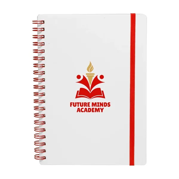 5" x 7" white 80-page spiral bound notebook with plastic cover... from ASI 62088 IDProductsource