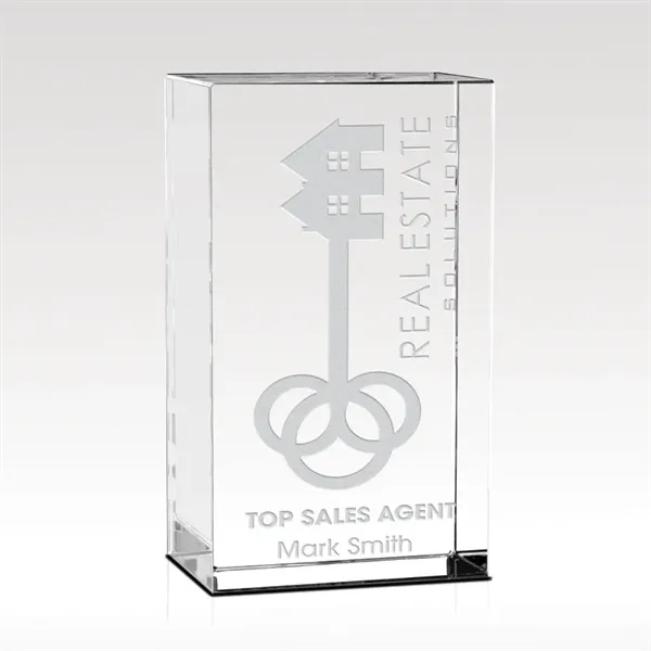 Tower shaped optical crystal award with customization.... from ASI 93986 Visions/Awardcraft / Visions Awards