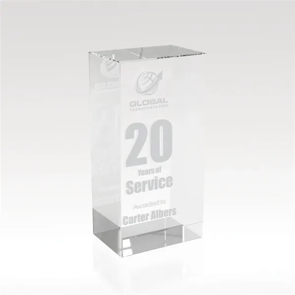 Tower shaped optical crystal award with customization.... from ASI 93986 Visions/Awardcraft / Visions Awards