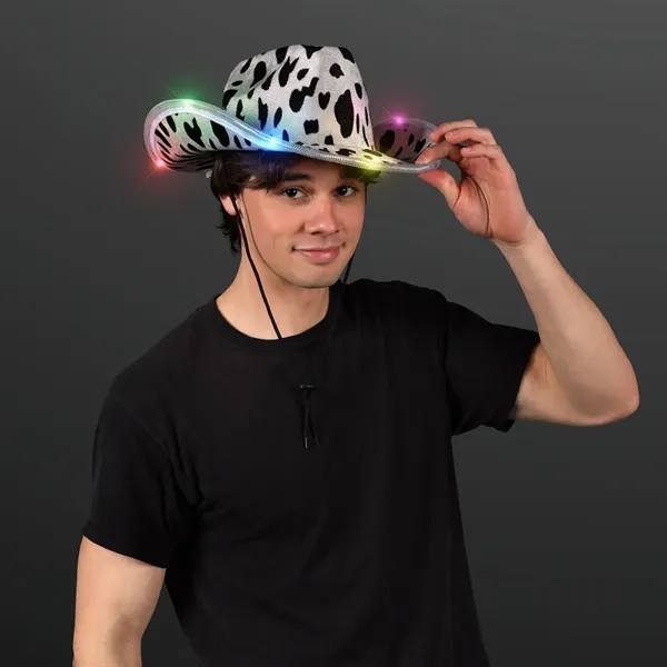 LED Cow Print Hat, Color-Change Cowgirl Hats; Blank Pricing... from ASI 34194 ALightPromos