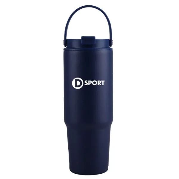 27 oz. recycled stainless steel tumbler with powder-coating and carry handle.... from ASI 52840 Evans Manufacturing