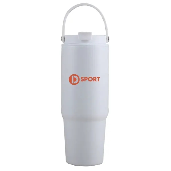 27 oz. recycled stainless steel tumbler with powder-coating and carry handle.... from ASI 52840 Evans Manufacturing