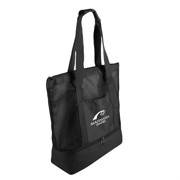 Beach cooler tote with front pocket and zippered closure main compartment.... from ASI 52840 Evans Manufacturing