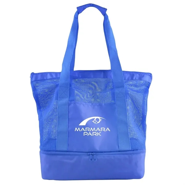 Beach cooler tote with front pocket and zippered closure main compartment.... from ASI 52840 Evans Manufacturing