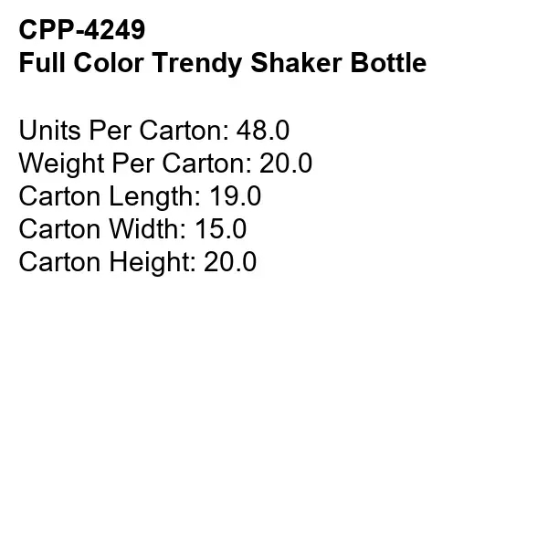 FULL COLOR TRENDY SHAKER BOTTLE... from ASI 30208 A P Specialties / AP Specialties