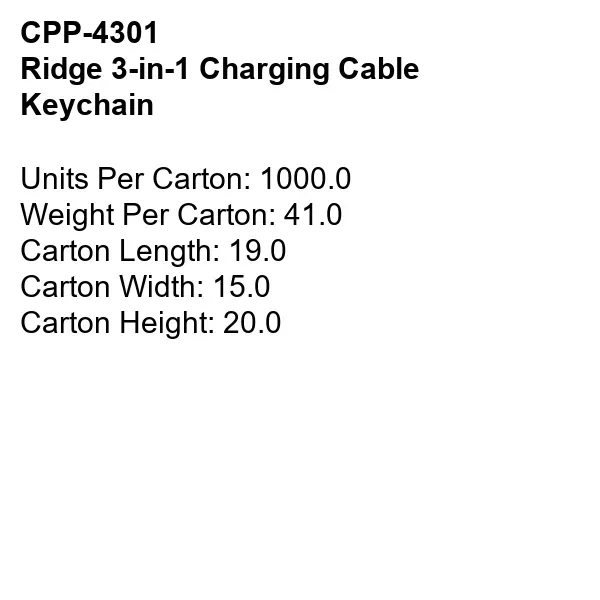 Ridge 3-in-1 Charging Cable Keychain... from ASI 30208 A P Specialties / AP Specialties