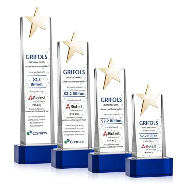 Fanshaw Gold Star VividPrint™ Award on Base - Blue... from ASI 84592 St Regis Group / St Regis