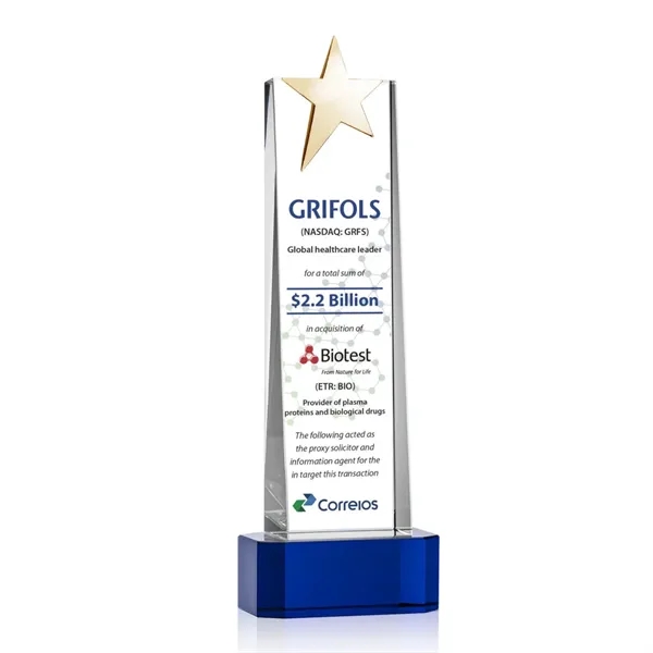 Fanshaw Gold Star VividPrint™ Award on Base - Blue... from ASI 84592 St Regis Group / St Regis
