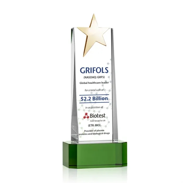 Fanshaw Gold Star VividPrint™ Award on Base - Green... from ASI 84592 St Regis Group / St Regis