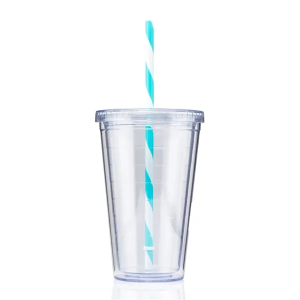 16 ounce double wall insulated tumbler with lid and striped straw.... from ASI 57800 Gordon Sinclair / Gordon Sinclair®