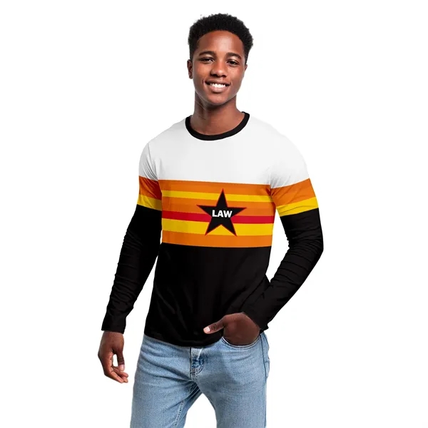 Men's custom sublimated long sleeve t-shirts, print any logo or design... from ASI 93987 Martini-Vispak Inc.