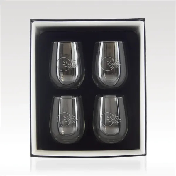 4-piece giftset of 4 matching stemless 17 oz. wine glasses in... from ASI 93986 Visions/Awardcraft / Visions Awards