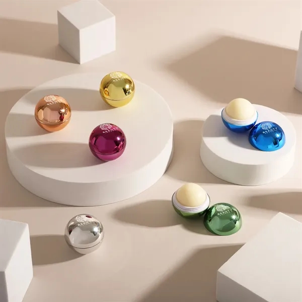 Metallic lip balm moisturizer ball made with natural beeswax... from ASI 61966 HPG / Mixie