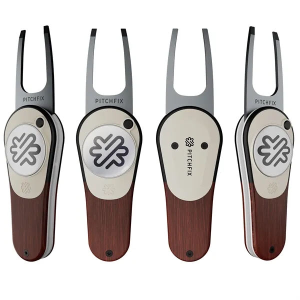 Pitchfix: The Woodie is a premium switchblade divot tool. Wood-effect finish... from ASI 61966 HPG / BCG Creations HPG Gold