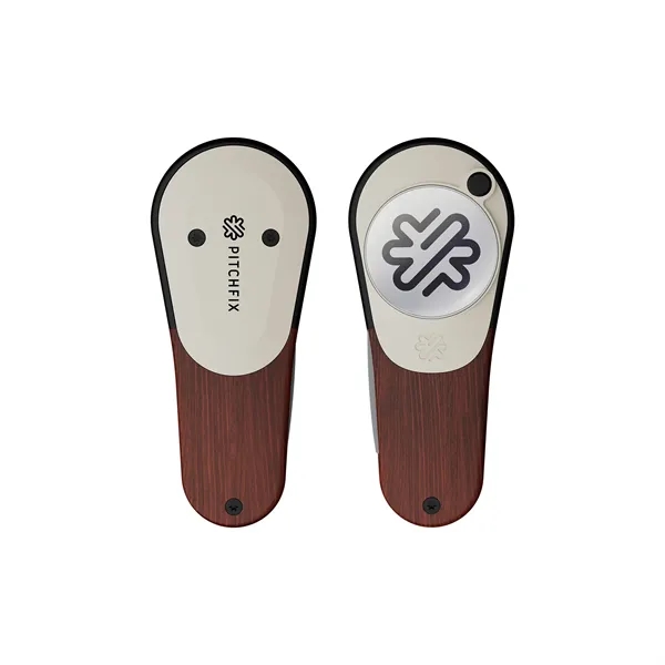 Pitchfix: The Woodie is a premium switchblade divot tool. Wood-effect finish... from ASI 61966 HPG / BCG Creations HPG Gold