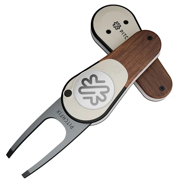 Pitchfix: The Woodie is a premium switchblade divot tool. Wood-effect finish... from ASI 61966 HPG / BCG Creations HPG Gold
