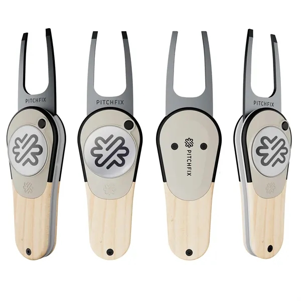 Pitchfix: The Woodie is a premium switchblade divot tool. Wood-effect finish... from ASI 61966 HPG / BCG Creations HPG Gold