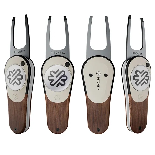 Pitchfix: The Woodie is a premium switchblade divot tool. Wood-effect finish... from ASI 61966 HPG / BCG Creations HPG Gold