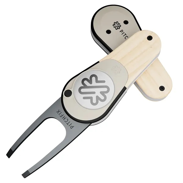 Pitchfix: The Woodie is a premium switchblade divot tool. Wood-effect finish... from ASI 61966 HPG / BCG Creations HPG Gold