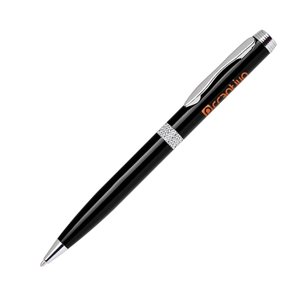 Aluminum ballpoint pen with diamond cut middle ring, chrome accents and... from ASI 68190 Lungsal / Lungsal