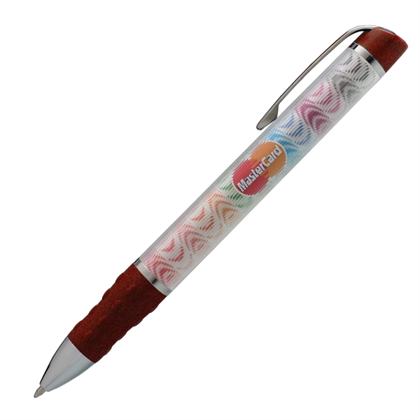 Twist-action ballpoint pen with lenticular design, colored grip, and chrome accents.... from ASI 68190 Lungsal / Lungsal